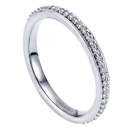 Vintage Inspired 14K White Gold Prong Set Diamond Eternity Band