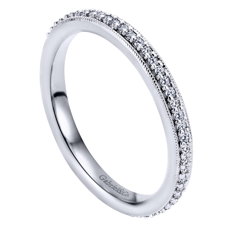 Eternity Band Wedding Ring in 14k White Gold with Round Natural Diamond at Gabriel & Co. - Shot 3