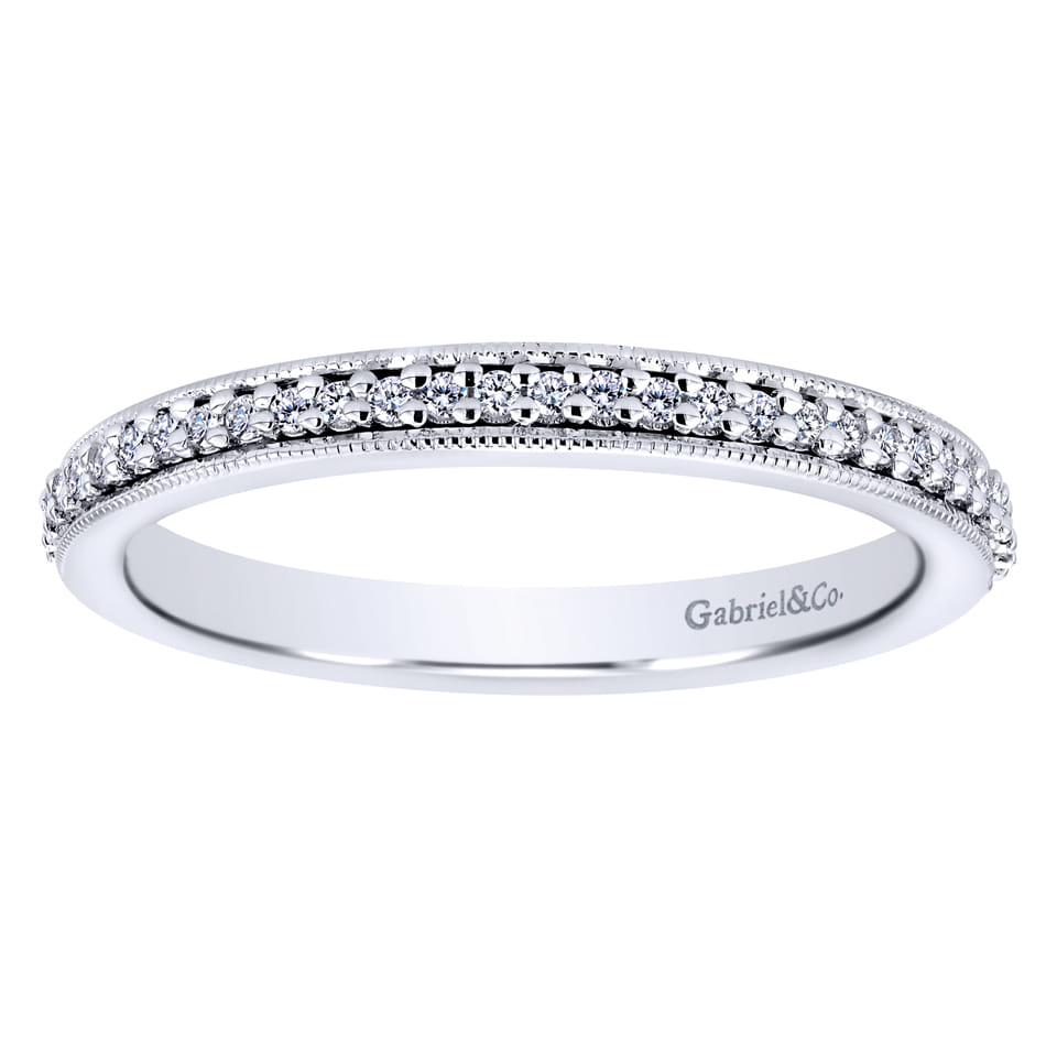 Eternity Band Wedding Ring in 14k White Gold with Round Natural Diamond at Gabriel & Co. - Shot 4