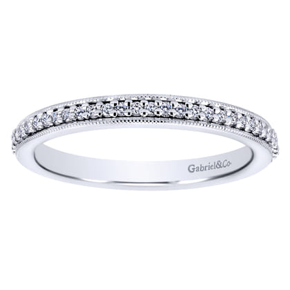 Vintage Inspired 14K White Gold Prong Set Diamond Eternity Band