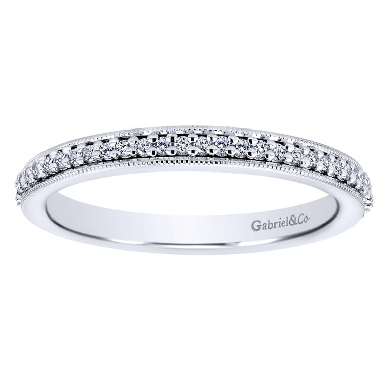 Eternity Band Wedding Ring in 14k White Gold with Round Natural Diamond at Gabriel & Co. - Shot 4