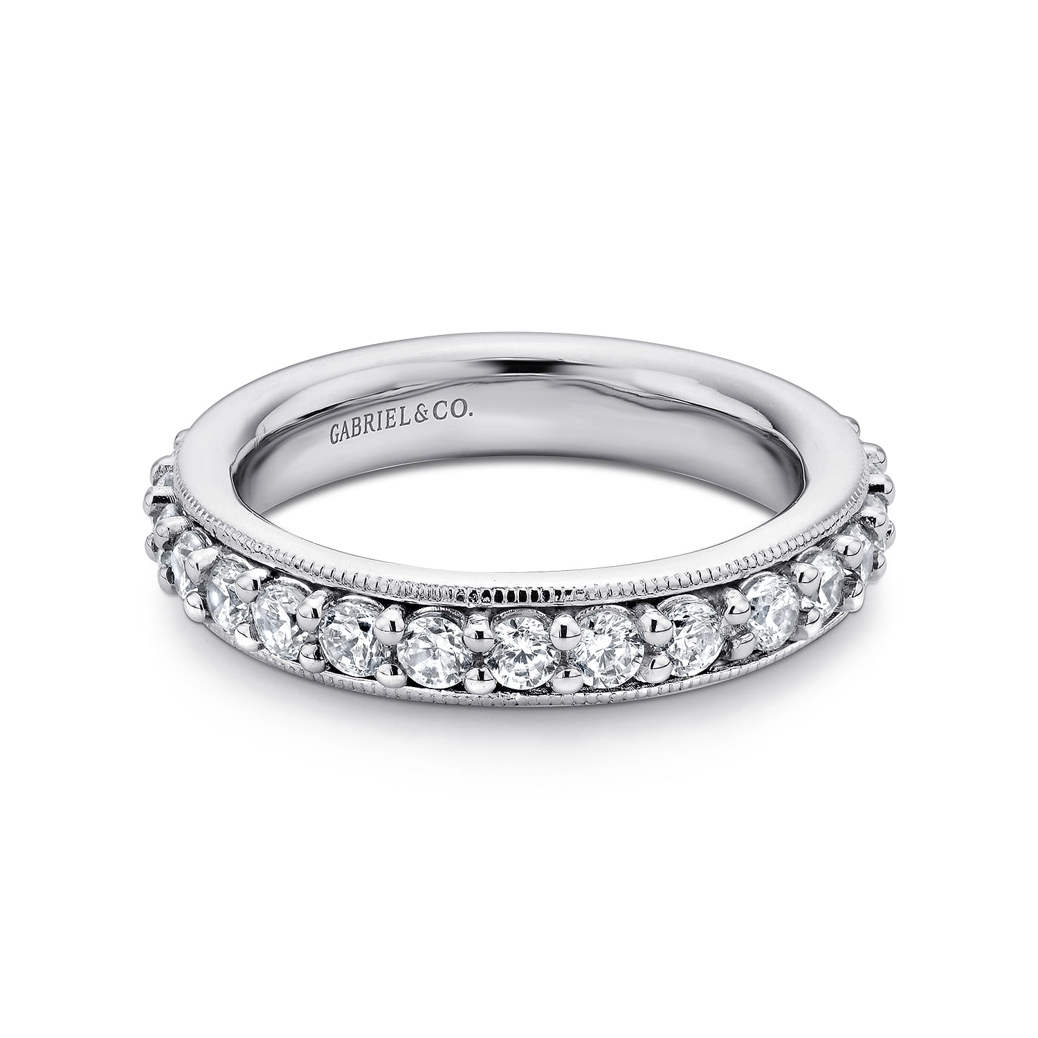 Eternity Band Wedding Ring in 14k White Gold with Round Natural Diamond at Gabriel & Co. - Shot 1