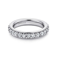Vintage Inspired 14K White Gold Prong Set Diamond Eternity Band