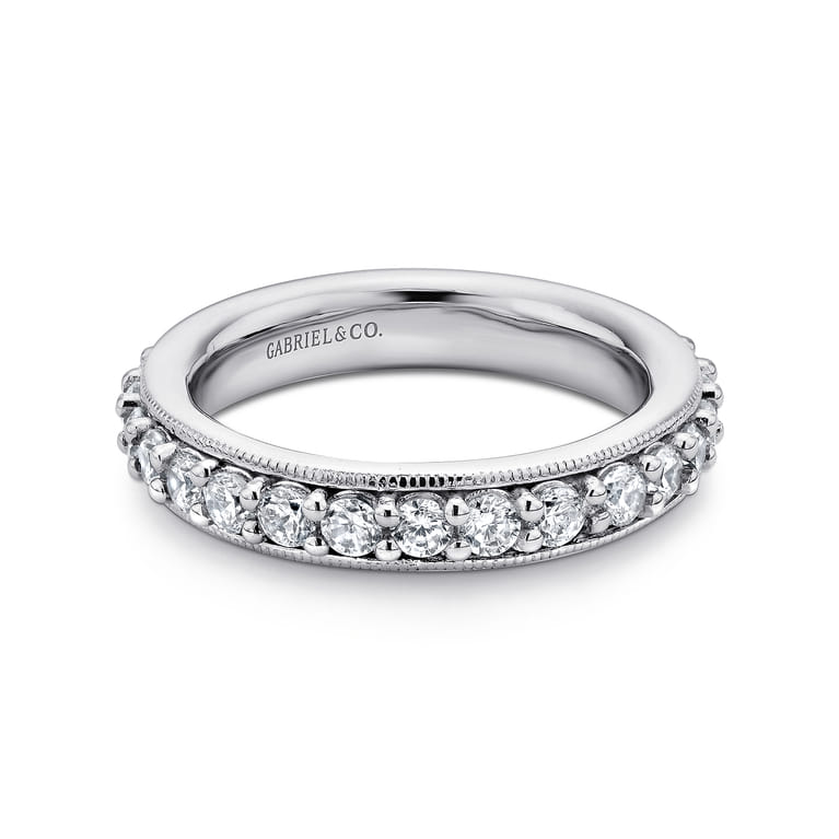 Eternity Band Wedding Ring in 14k White Gold with Round Natural Diamond at Gabriel & Co. - Shot 1