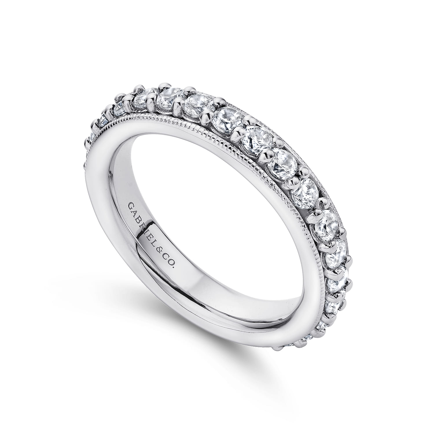 Eternity Band Wedding Ring in 14k White Gold with Round Natural Diamond at Gabriel & Co. - Shot 3