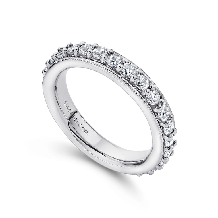 Eternity Band Wedding Ring in 14k White Gold with Round Natural Diamond at Gabriel & Co. - Shot 3