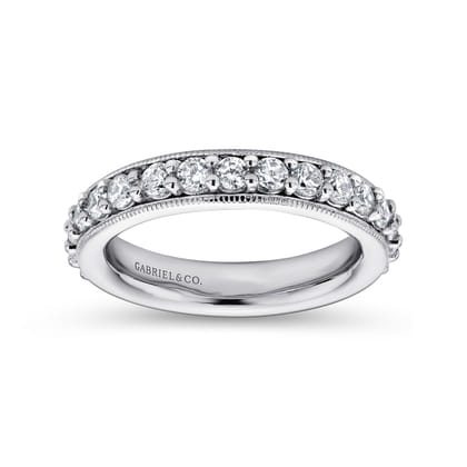 Vintage Inspired 14K White Gold Prong Set Diamond Eternity Band