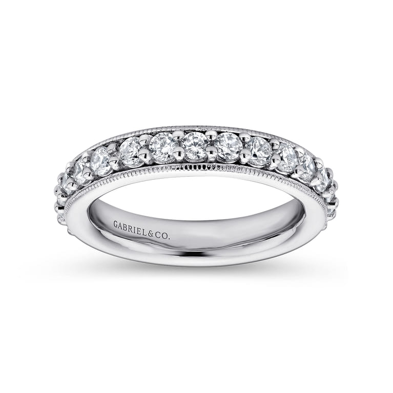 Eternity Band Wedding Ring in 14k White Gold with Round Natural Diamond at Gabriel & Co. - Shot 4