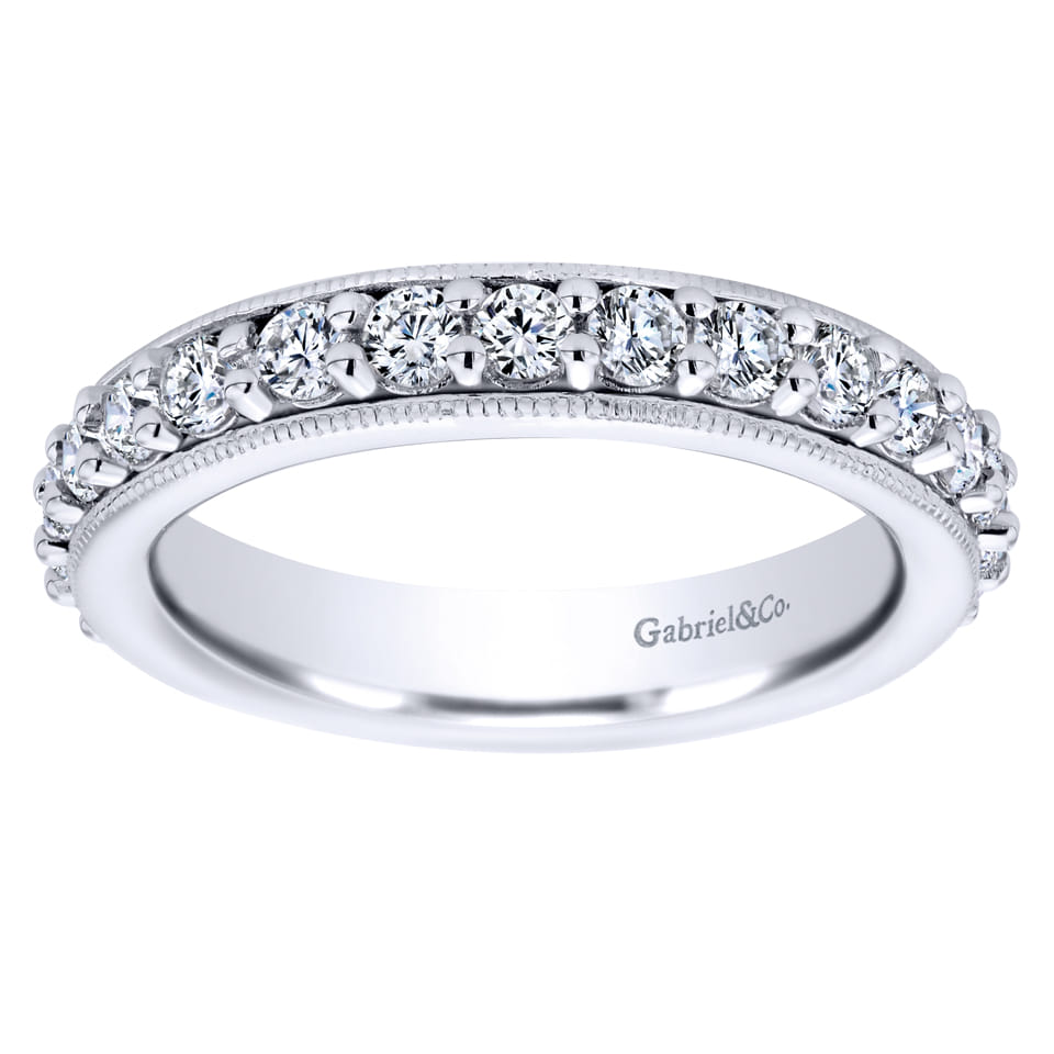 Eternity Band Wedding Ring in 14k White Gold with Round Natural Diamond at Gabriel & Co. - Shot 5