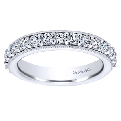 Vintage Inspired 14K White Gold Prong Set Diamond Eternity Band