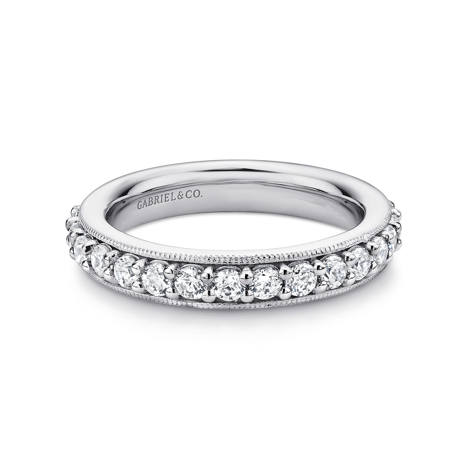 Eternity Band Wedding Ring in 14k White Gold with Round Natural Diamond at Gabriel & Co. - Shot 1