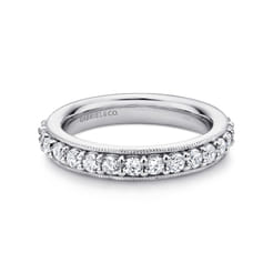 Vintage Inspired 14K White Gold Prong Set Diamond Eternity Band