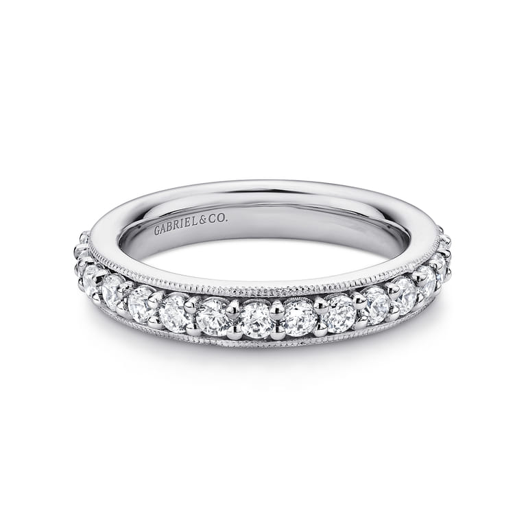 Eternity Band Wedding Ring in 14k White Gold with Round Natural Diamond at Gabriel & Co. - Shot 1