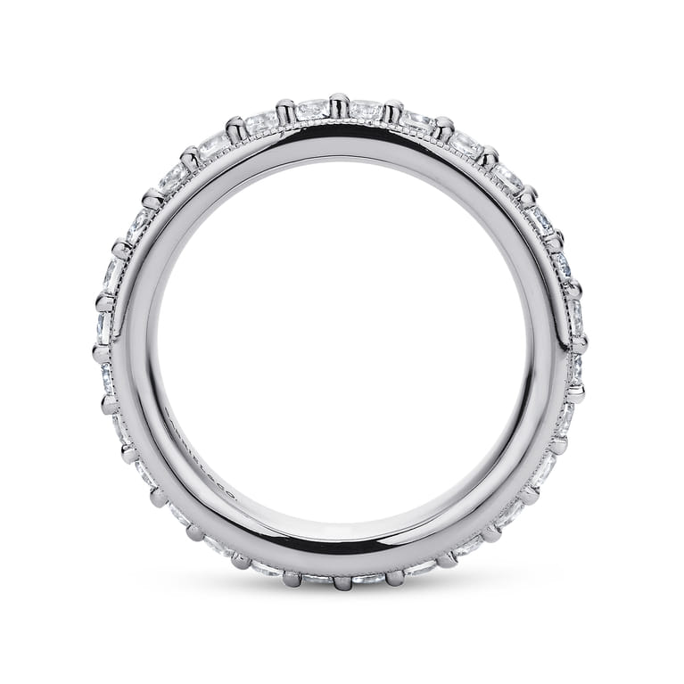 Eternity Band Wedding Ring in 14k White Gold with Round Natural Diamond at Gabriel & Co. - Shot 2