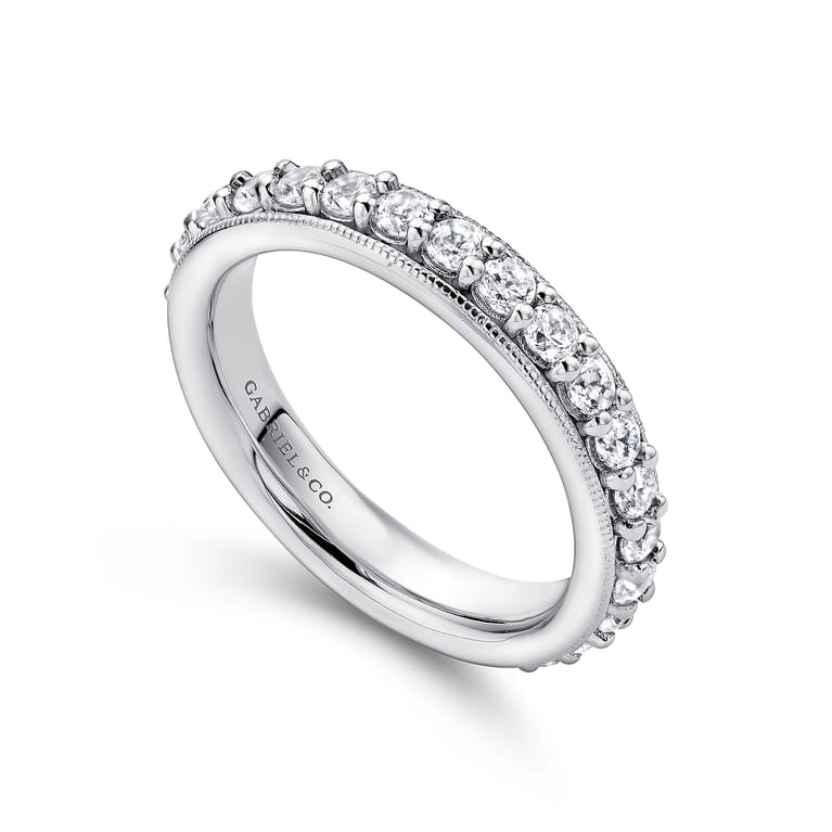 Eternity Band Wedding Ring in 14k White Gold with Round Natural Diamond at Gabriel & Co. - Shot 3