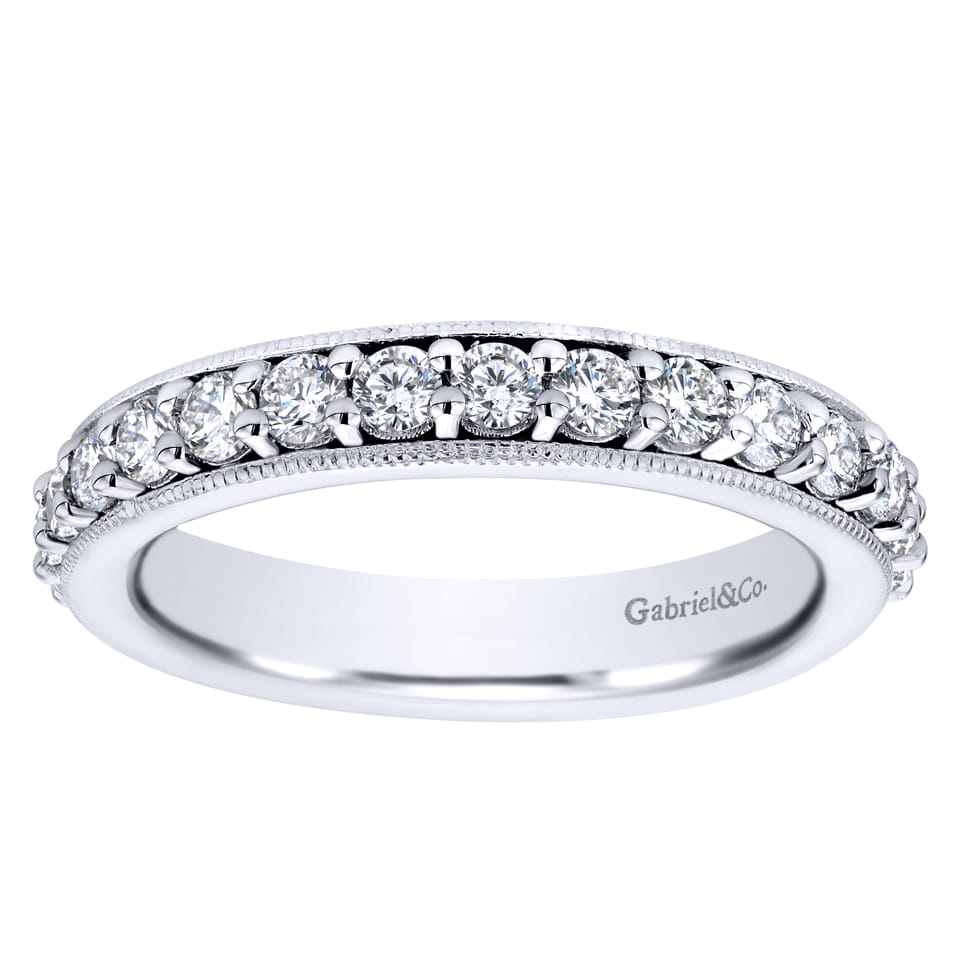 Eternity Band Wedding Ring in 14k White Gold with Round Natural Diamond at Gabriel & Co. - Shot 5