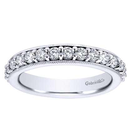 Vintage Inspired 14K White Gold Prong Set Diamond Eternity Band