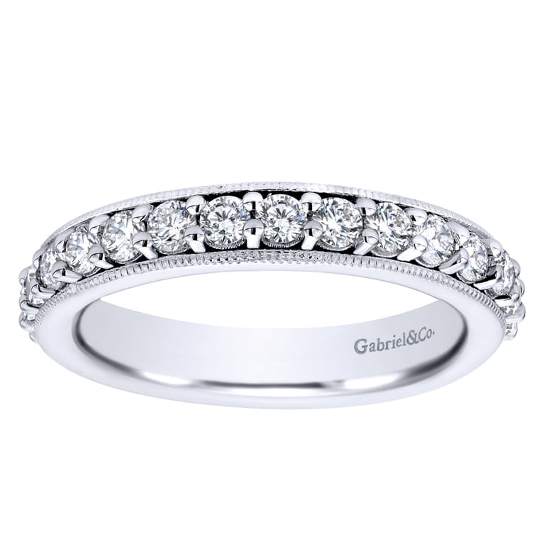 Eternity Band Wedding Ring in 14k White Gold with Round Natural Diamond at Gabriel & Co. - Shot 5