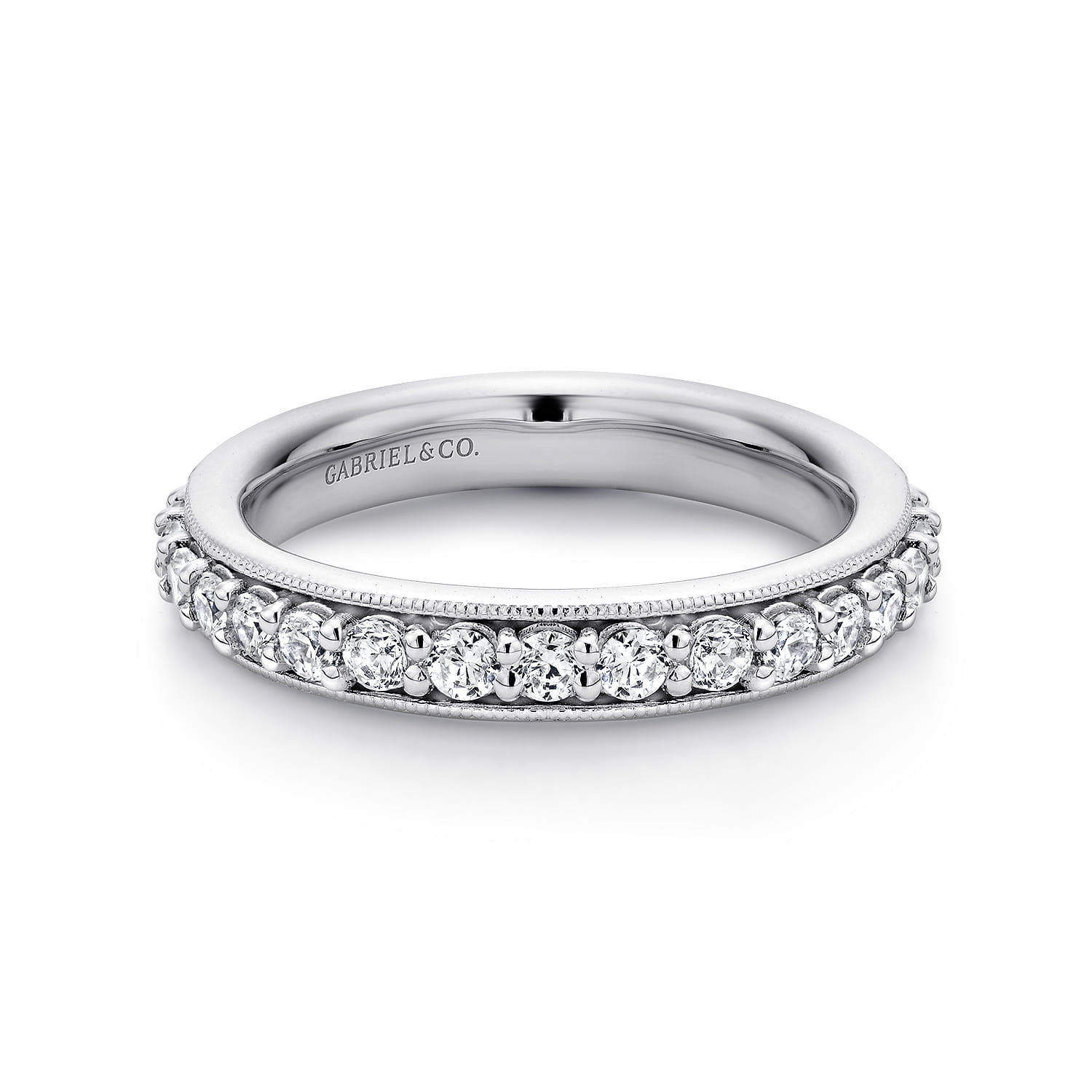 Eternity Band Wedding Ring in 14k White Gold with Round Natural Diamond at Gabriel & Co. - Shot 1