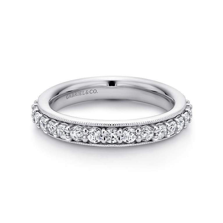 Eternity Band Wedding Ring in 14k White Gold with Round Natural Diamond at Gabriel & Co. - Shot 1