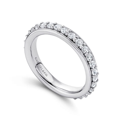 Vintage Inspired 14K White Gold Prong Set Diamond Eternity Band