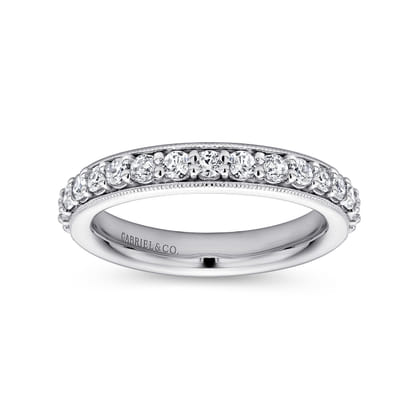 Vintage Inspired 14K White Gold Prong Set Diamond Eternity Band