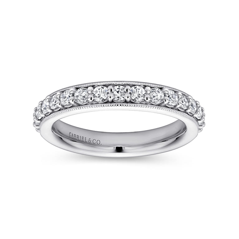 Eternity Band Wedding Ring in 14k White Gold with Round Natural Diamond at Gabriel & Co. - Shot 4