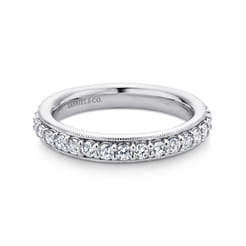 Vintage Inspired 14K White Gold Prong Set Diamond Eternity Band