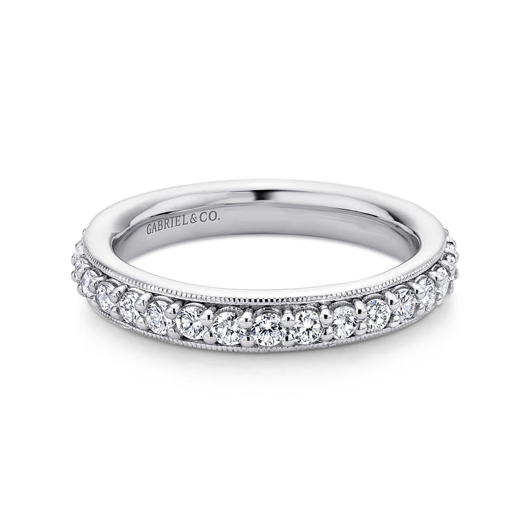 Eternity Band Wedding Ring in 14k White Gold with Round Natural Diamond at Gabriel & Co. - Shot 1