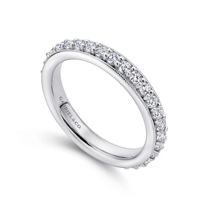 Vintage Inspired 14K White Gold Prong Set Diamond Eternity Band