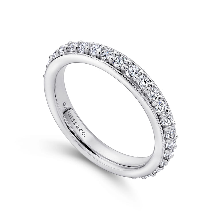 Eternity Band Wedding Ring in 14k White Gold with Round Natural Diamond at Gabriel & Co. - Shot 3