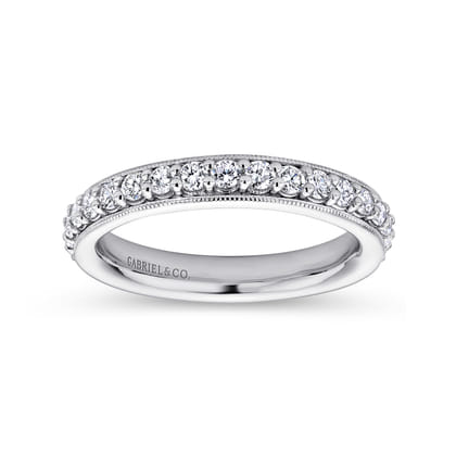 Vintage Inspired 14K White Gold Prong Set Diamond Eternity Band