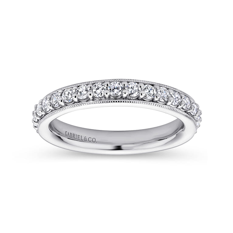Eternity Band Wedding Ring in 14k White Gold with Round Natural Diamond at Gabriel & Co. - Shot 4