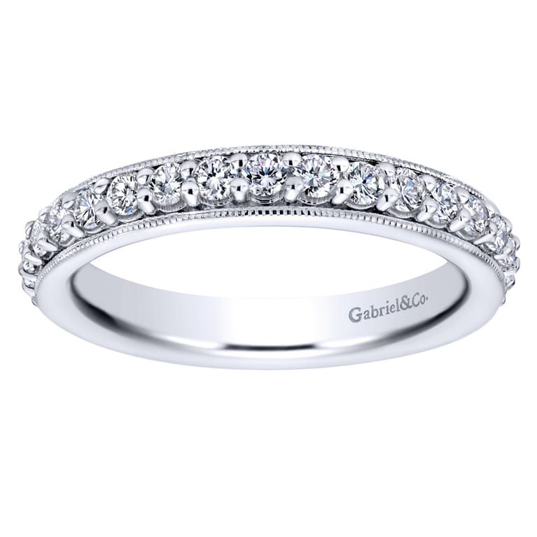Eternity Band Wedding Ring in 14k White Gold with Round Natural Diamond at Gabriel & Co. - Shot 5