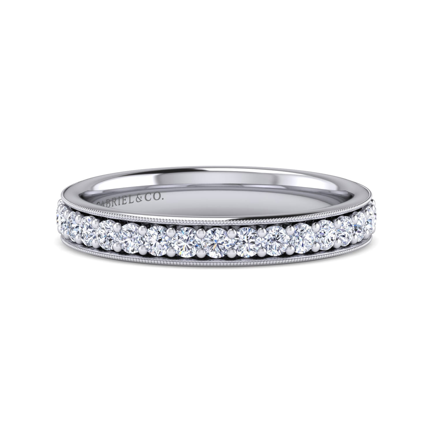 Eternity Band Wedding Ring in 14k White Gold with Round Natural Diamond at Gabriel & Co. - Shot 1
