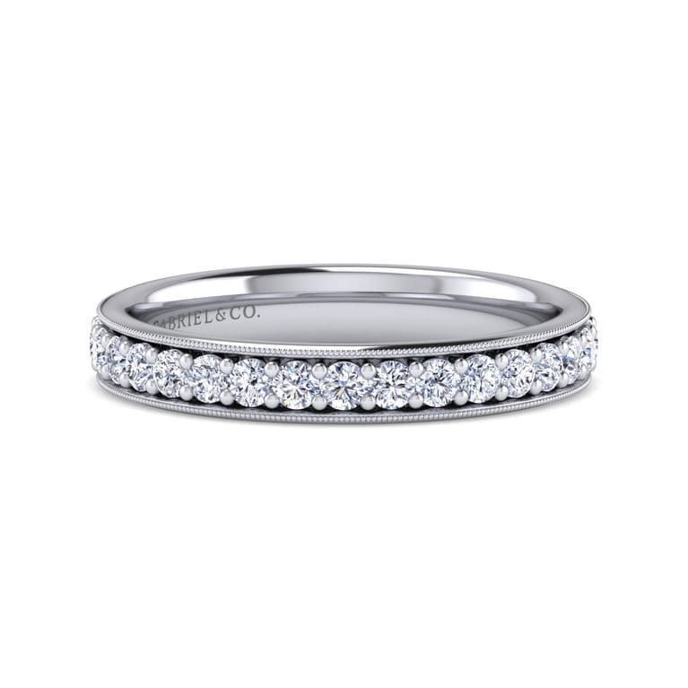 Eternity Band Wedding Ring in 14k White Gold with Round Natural Diamond at Gabriel & Co. - Shot 1