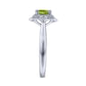 Vintage Inspired 14K White Gold Round Peridot and Floral Diamond Halo Ring - 0.09 ct