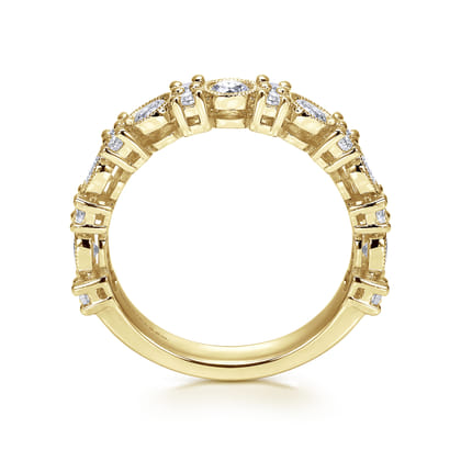 Vintage Inspired 14K Yellow Gold Diamond Anniversary Band