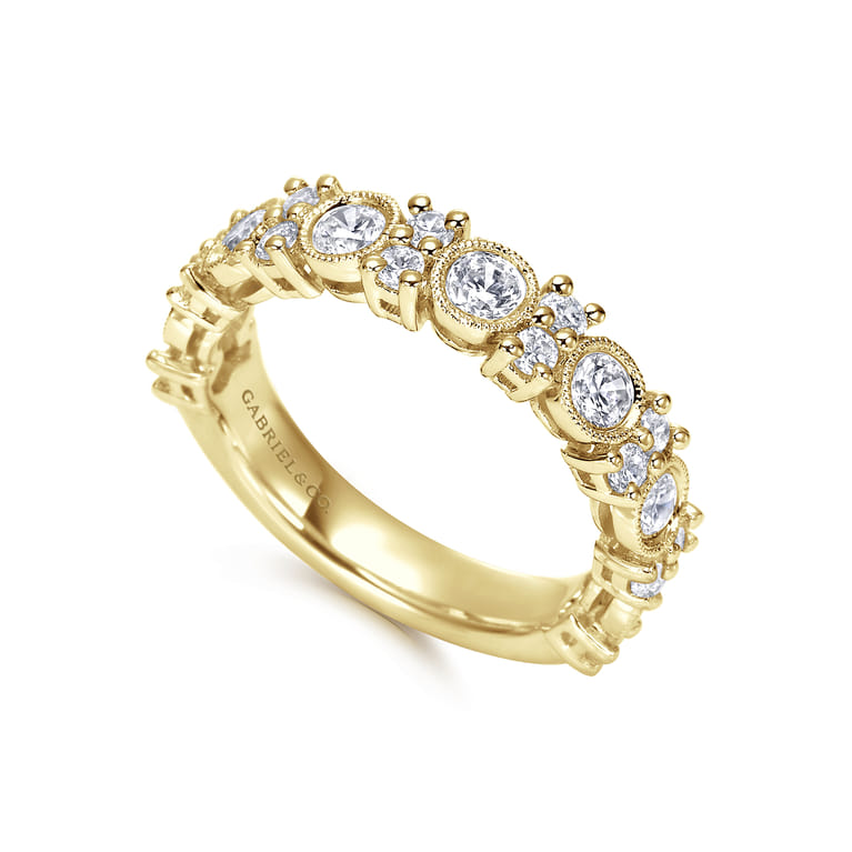 Fancy Wedding Ring in 14k Yellow Gold with Round Natural Diamond at Gabriel & Co. - Shot 3