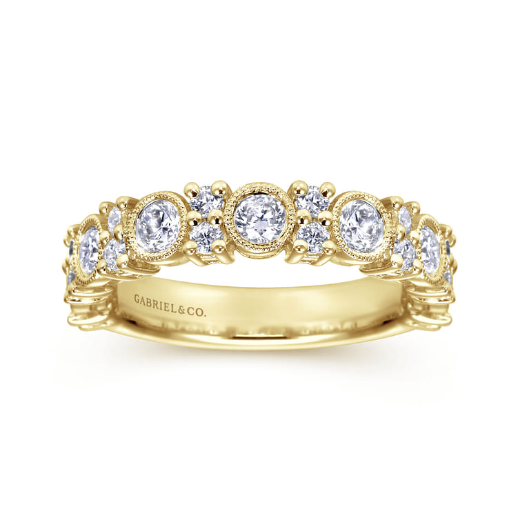 Fancy Wedding Ring in 14k Yellow Gold with Round Natural Diamond at Gabriel & Co. - Shot 4
