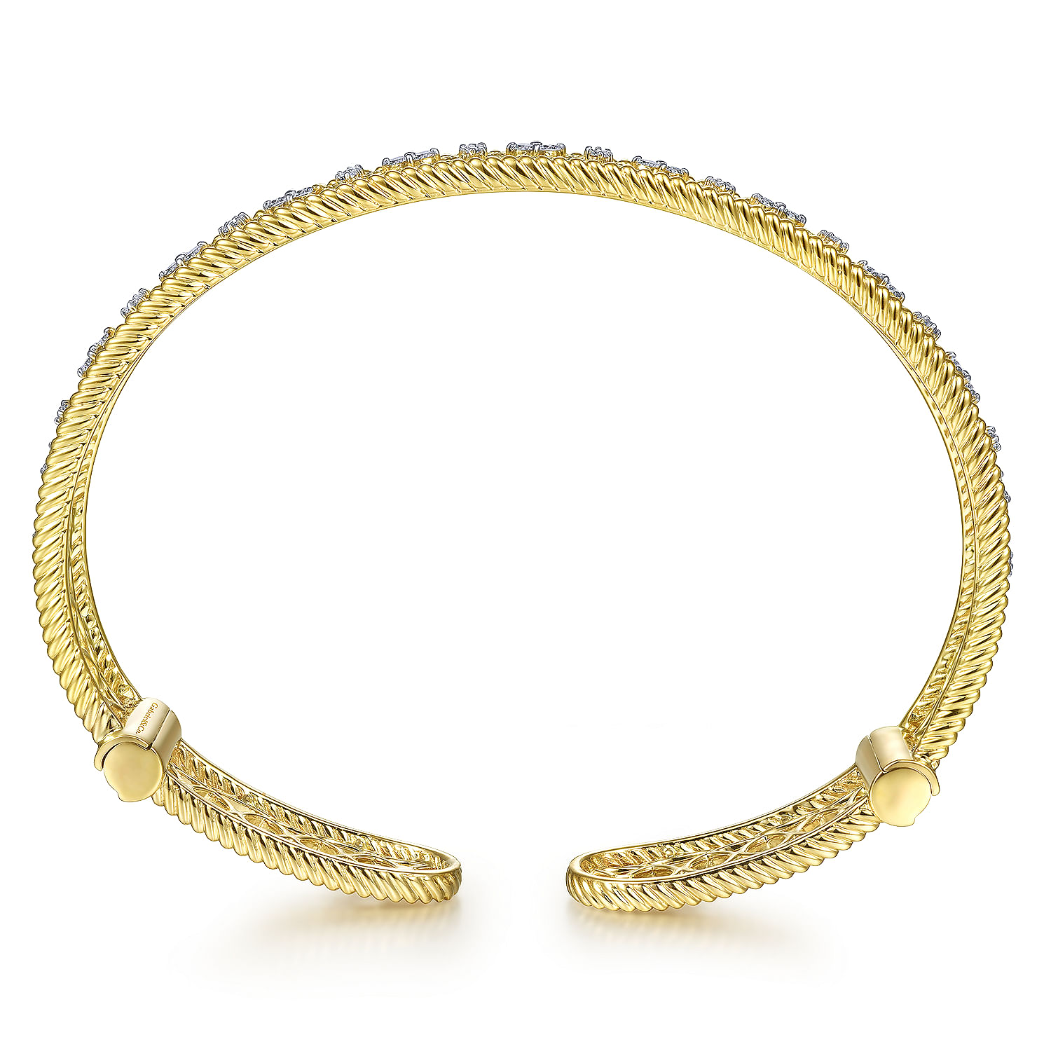 Vintage Inspired 14K Yellow Gold Filigree Diamond Cuff Bracelet - 0.5 ct - Shot 3