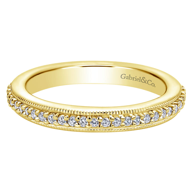 Eternity Band Wedding Ring in 14k Yellow Gold with Round Natural Diamond at Gabriel & Co. - Shot 1