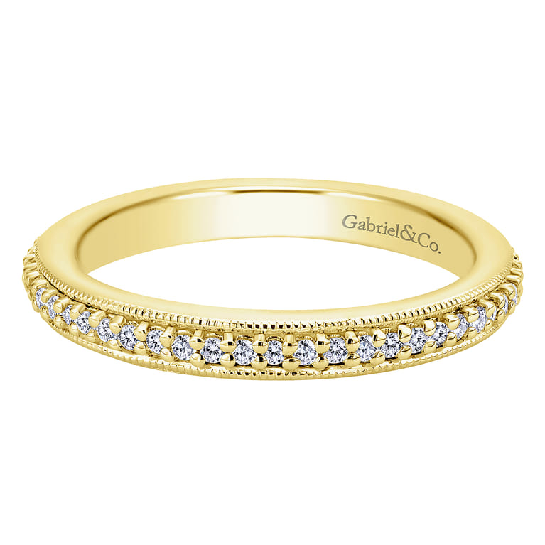 Eternity Band Wedding Ring in 14k Yellow Gold with Round Natural Diamond at Gabriel & Co. - Shot 1