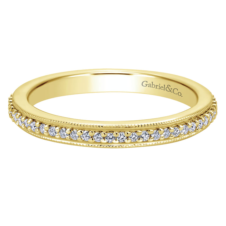 Eternity Band Wedding Ring in 14k Yellow Gold with Round Natural Diamond at Gabriel & Co. - Shot 1