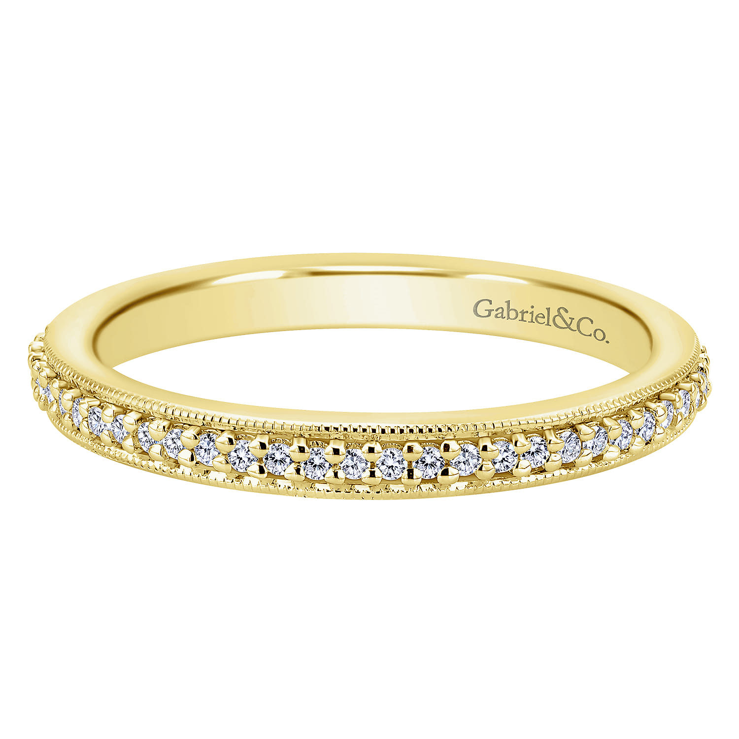 Eternity Band Wedding Ring in 14k Yellow Gold with Round Natural Diamond at Gabriel & Co. - Shot 1