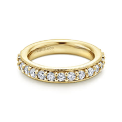Vintage Inspired 14K Yellow Gold Prong Set Diamond Eternity Band