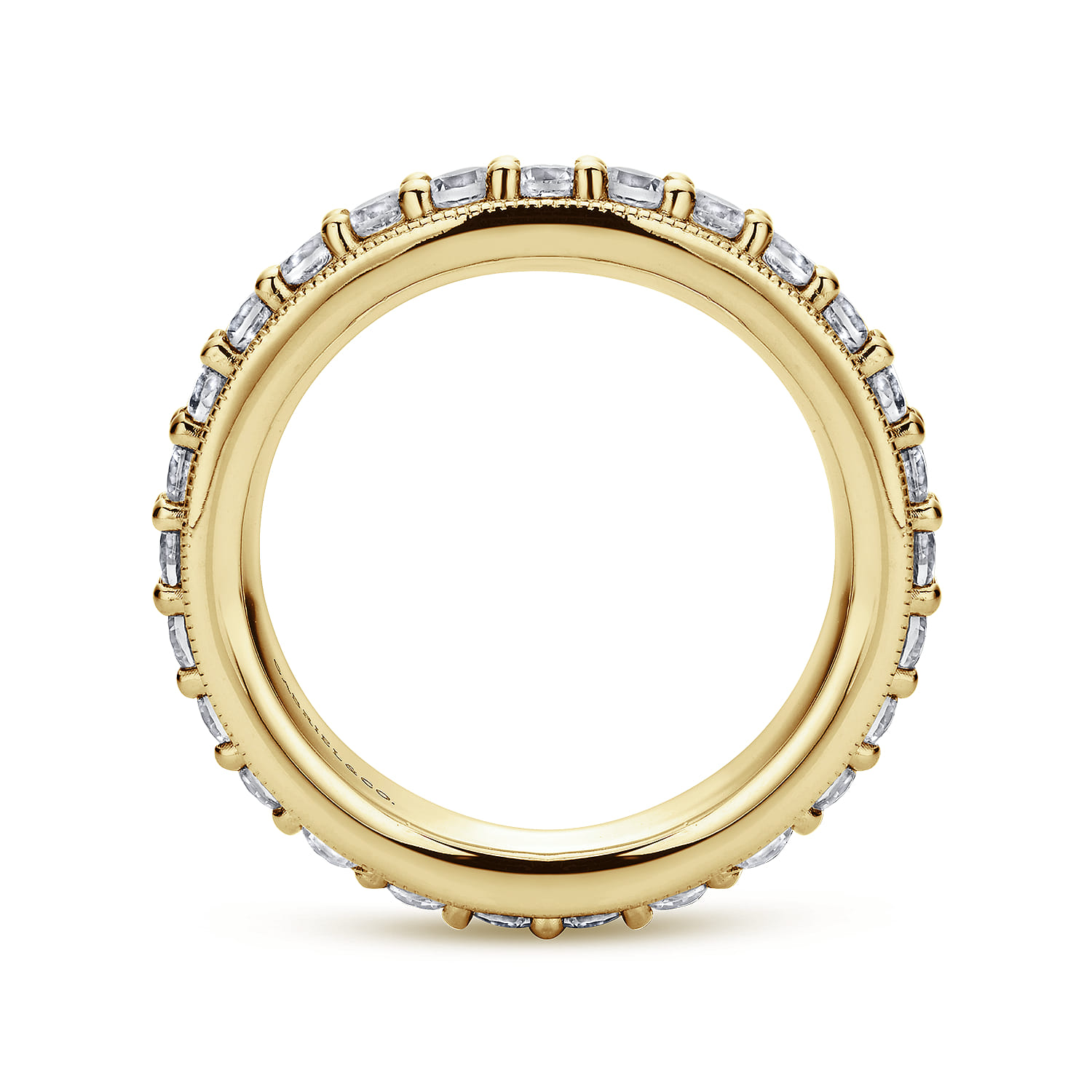 Eternity Band Wedding Ring in 14k Yellow Gold with Round Natural Diamond at Gabriel & Co. - Shot 2