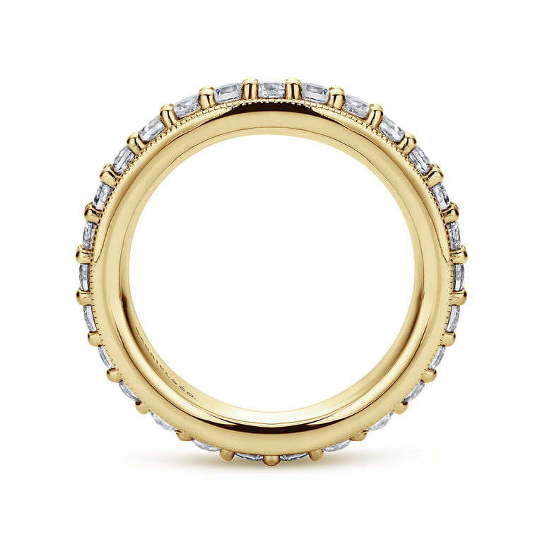 Eternity Band Wedding Ring in 14k Yellow Gold with Round Natural Diamond at Gabriel & Co. - Shot 2