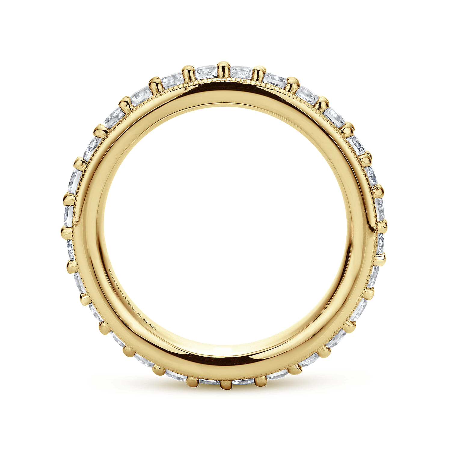 Eternity Band Wedding Ring in 14k Yellow Gold with Round Natural Diamond at Gabriel & Co. - Shot 2