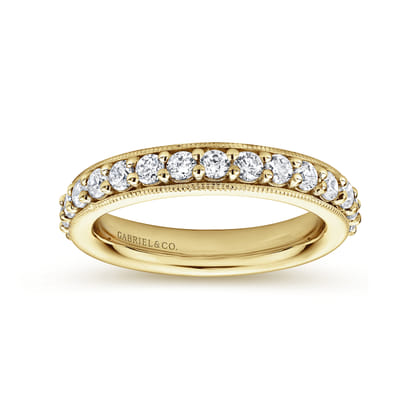 Vintage Inspired 14K Yellow Gold Prong Set Diamond Eternity Band